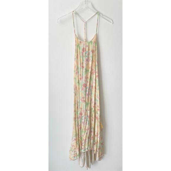 NAF NAF FLORAL RACERBACK RUFFLE MAXI DRESS SIZE MEDIUM - Picture 2 of 8